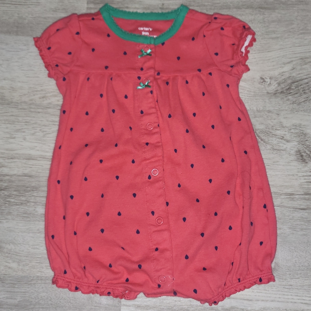 Carters pink strawberry onsie 9 months